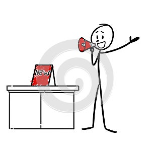 stick figure talking with a loudspeaker photo