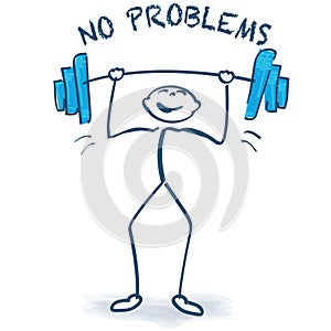 Stick figure with weight lifting and no problems photo