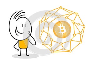 Stick figures. Bitcoins