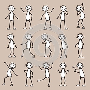 Stick figures cartoon vector set