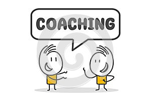 Stick figures. Coaching concept. Hand drawn doodle line art cartoon design character