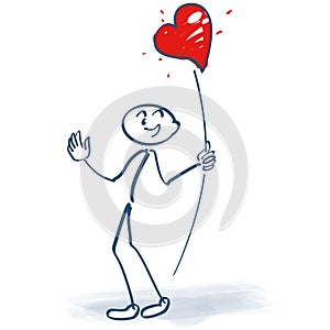 Stick figures with a heart on a stick