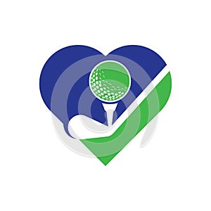 Stick golf heart shape concept logo design vector