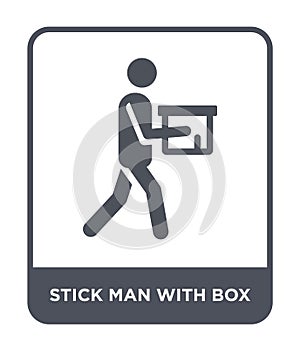 stick man with box icon in trendy design style. stick man with box icon isolated on white background. stick man with box vector