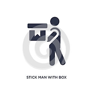 stick man with box icon on white background. Simple element illustration from behavior concept
