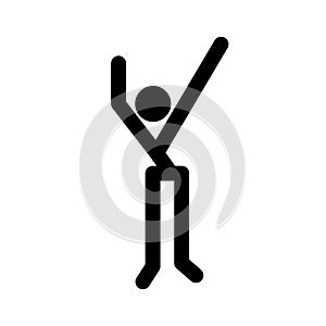 Stick man, dynamic position icon. Figures, standing posture symbol, sign. Pictogram isolated on white background. Abstract person