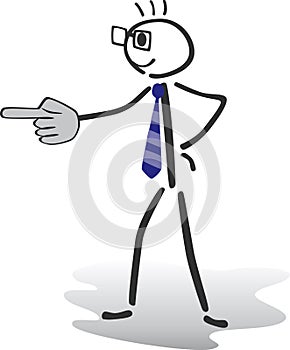 Stick man illustration - pointing and showing