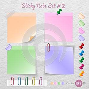 Stick note paper with Color set Isolate on white background