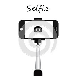 Stick for selfie. Monopod Selfie shots cartoon illustration. Selfie stick concept illustration