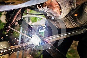 Stick Welding And Arc Welding Close Up