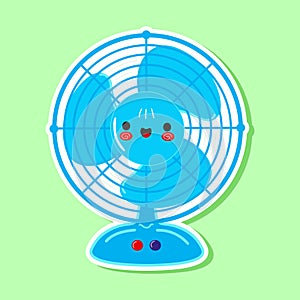 Sticker Air fan character. Vector hand drawn cartoon kawaii character illustration icon. Isolated on green background