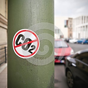 Sticker as a protest against CO2 emissions