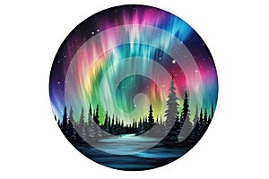 Sticker Aurora Borealis Colorful Display Of The Northern Lights In Earths Atmosphere