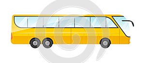 Sticker of big yellow sightseen bus on white background photo