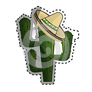 Sticker cactus with mexican hat with thorns photo