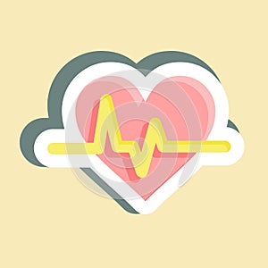 Sticker Cardiogram. suitable for education symbol. simple design editable. design template vector. simple illustration