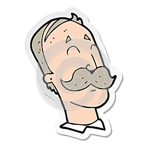 sticker of a cartoon ageing man with mustache