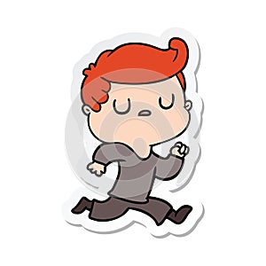 sticker of a cartoon aloof man running photo