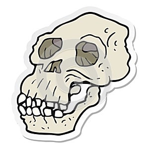 sticker of a cartoon ancient skull