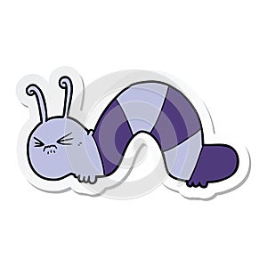 sticker of a cartoon angry caterpillar
