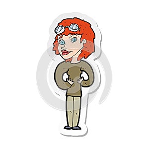 sticker of a cartoon aviator woman