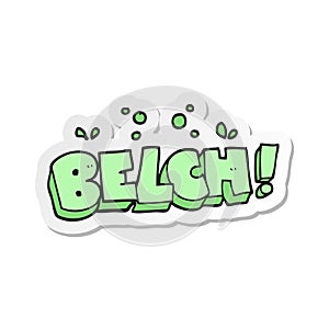 sticker of a cartoon belch text