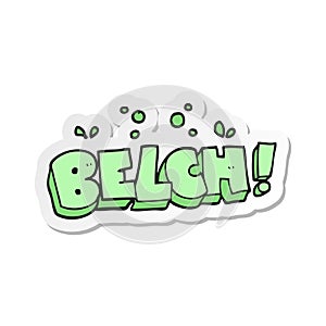 sticker of a cartoon belch text photo