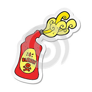 sticker of a cartoon bleach bottle squirting