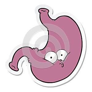 sticker of a cartoon bloated stomach