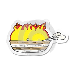 sticker of a cartoon burning boat