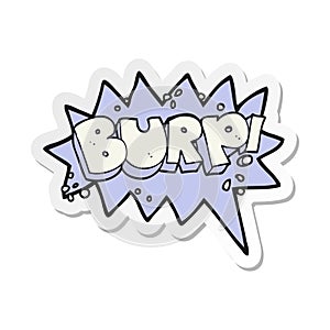 sticker of a cartoon burp symbol