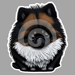 Sticker cartoon cute pomeranian Generative AI