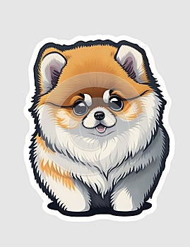 Sticker cartoon cute pomeranian Generative AI