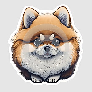 Sticker cartoon cute pomeranian Generative AI