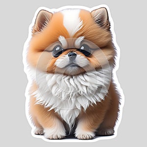 Sticker cartoon cute pomeranian Generative AI