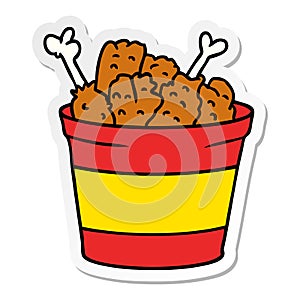 sticker cartoon doodle bucket of fried chicken