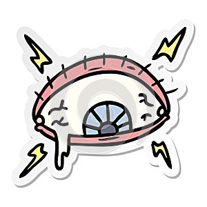 sticker cartoon doodle of an enraged eye