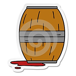 sticker cartoon doodle of a wine barrel