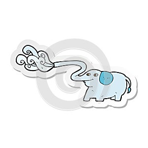 sticker of a cartoon elephant squirting water