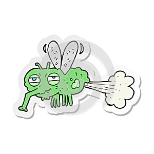 sticker of a cartoon gross farting fly