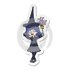 sticker of a cartoon happy witch