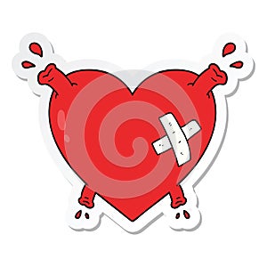 sticker of a cartoon heart squirting blood