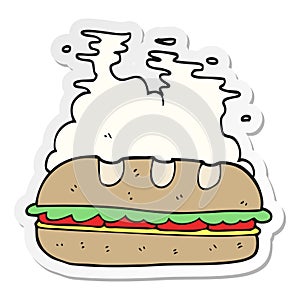 sticker of a cartoon huge sandwich