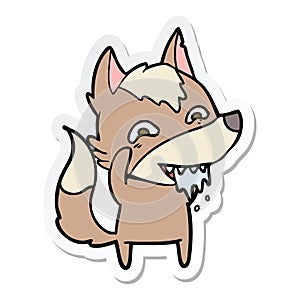 sticker of a cartoon hungry wolf