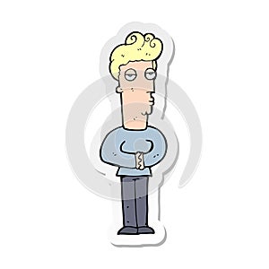 sticker of a cartoon jaded man