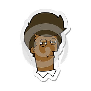 sticker of a cartoon man with narrowed eyes