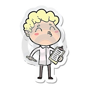 sticker of a cartoon man pouting