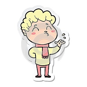 sticker of a cartoon man pouting