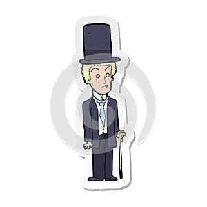 sticker of a cartoon man wearing top hat