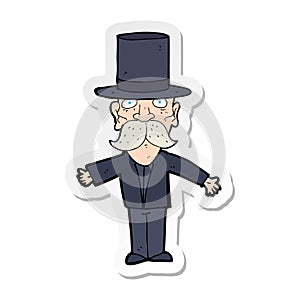 sticker of a cartoon man wearing top hat